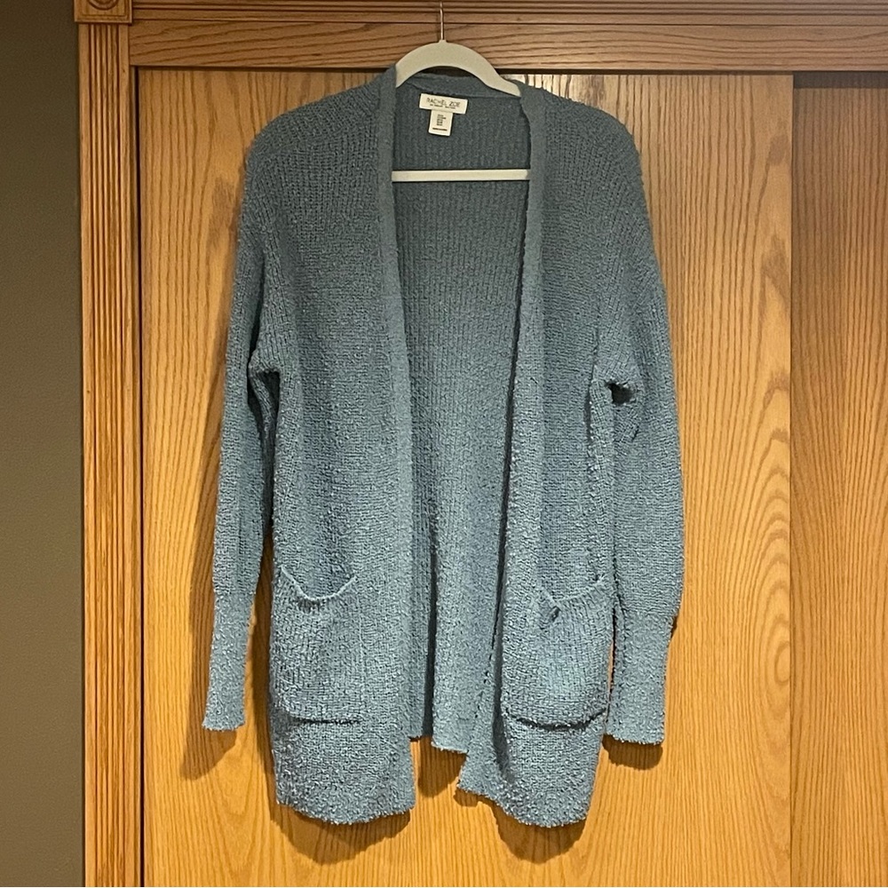 Rachel Zoe Textured muted blue/green Cardigan w/Pockets, Sz M